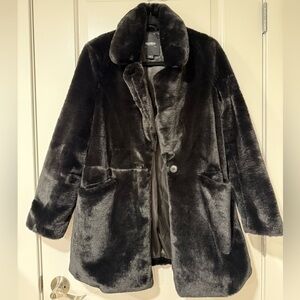 Pull & Bear Womens Black Faux Fur Coat Jacket Size- Small